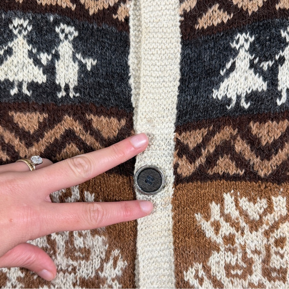 VTG Fotrama Alpaca Wool Cardigan Knit Sweater Women’s L/XL Western Native Retro - Picture 11 of 14